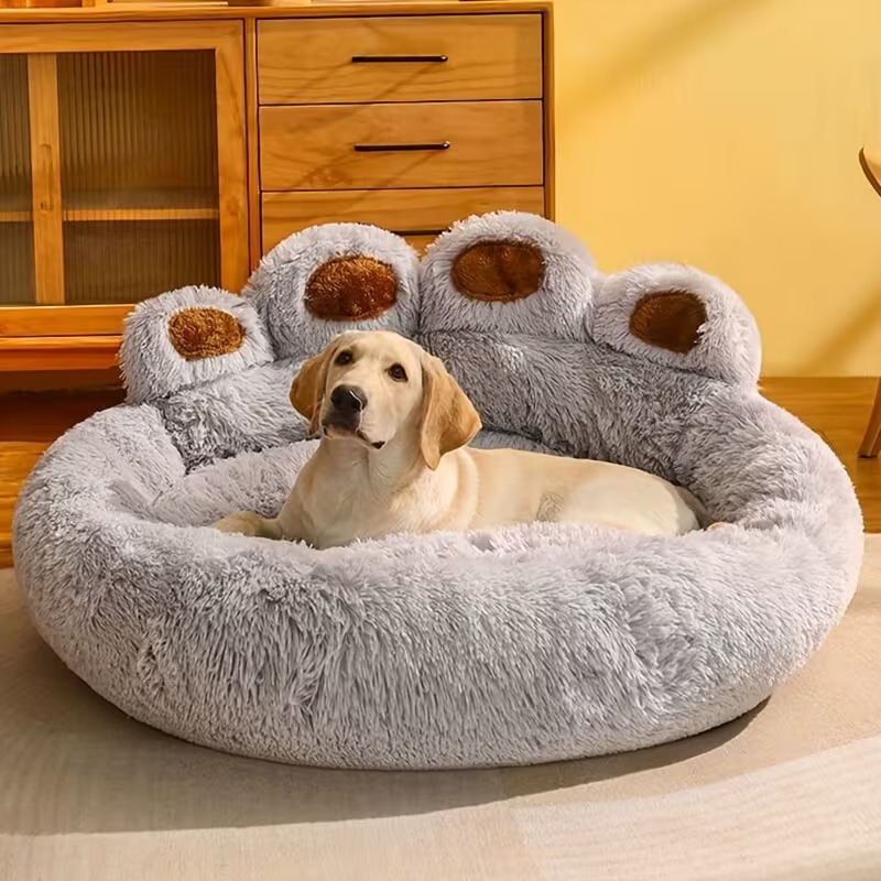 Bear Paw Plush Pet Bed for Dogs and Cats