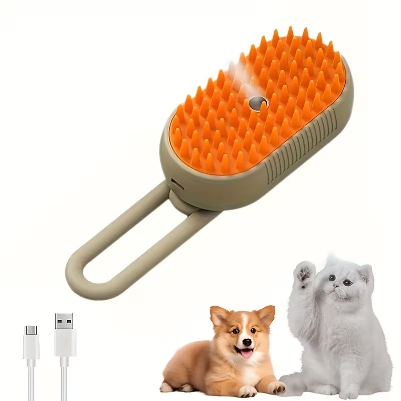 3-in-1 Pet Grooming Brush with Steam Spray