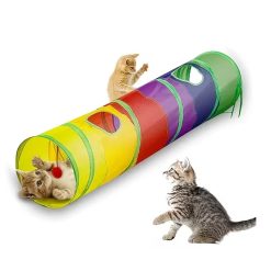 Collapsible Cat Tunnel with Peek Holes and Hanging Ball